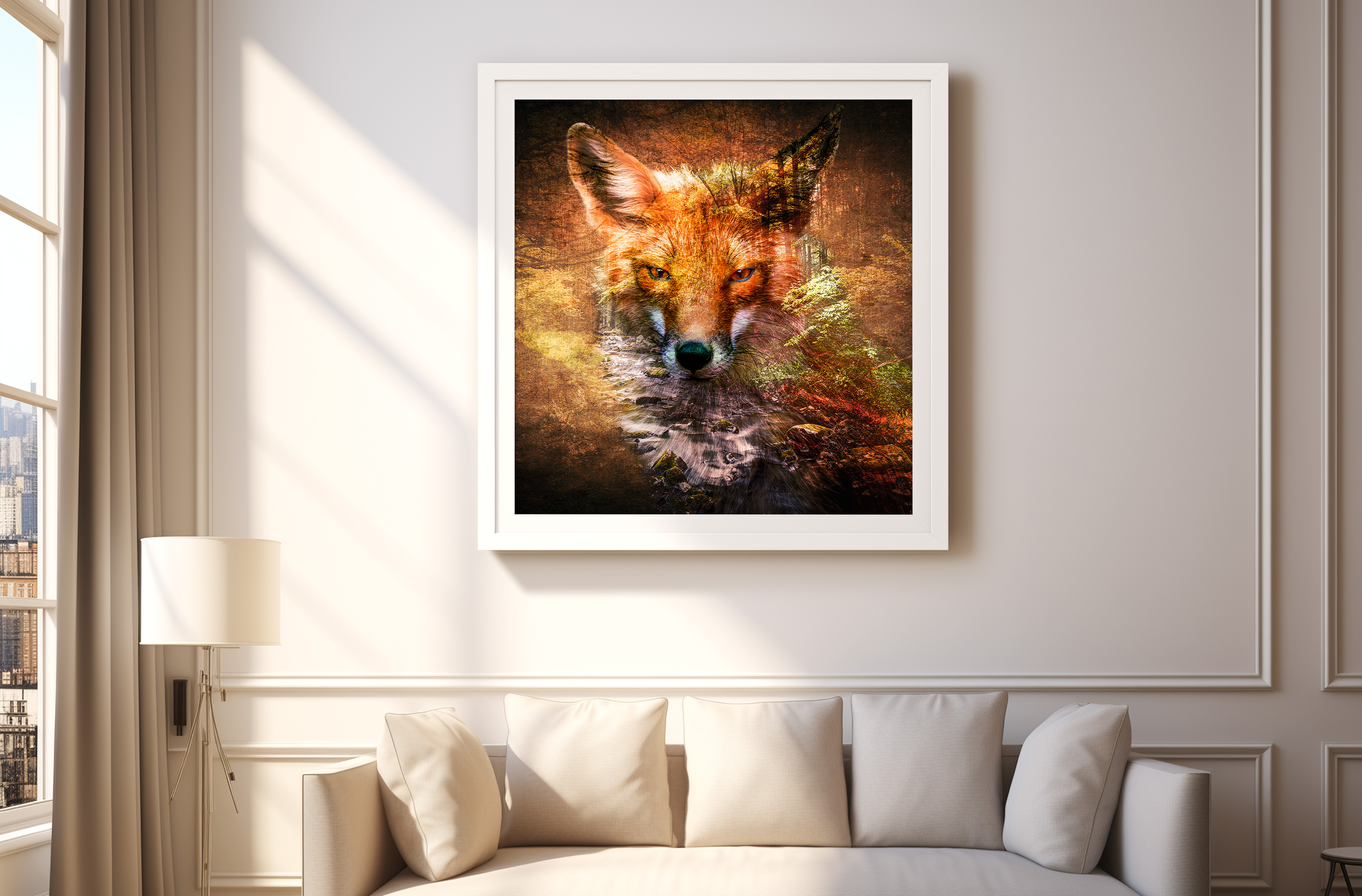 Fox mixed media in luxury room by Dan Sproul